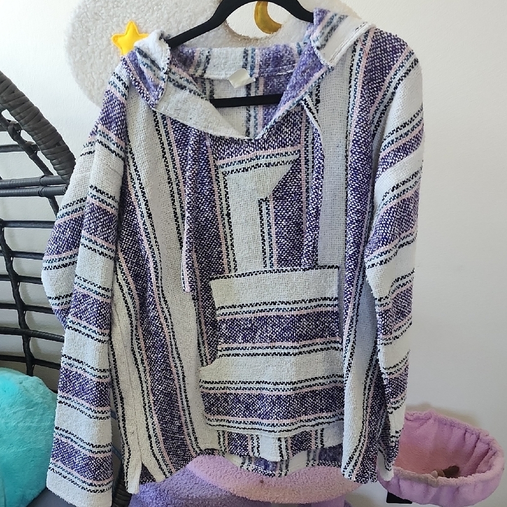 Striped Purple and White Women's Sweater